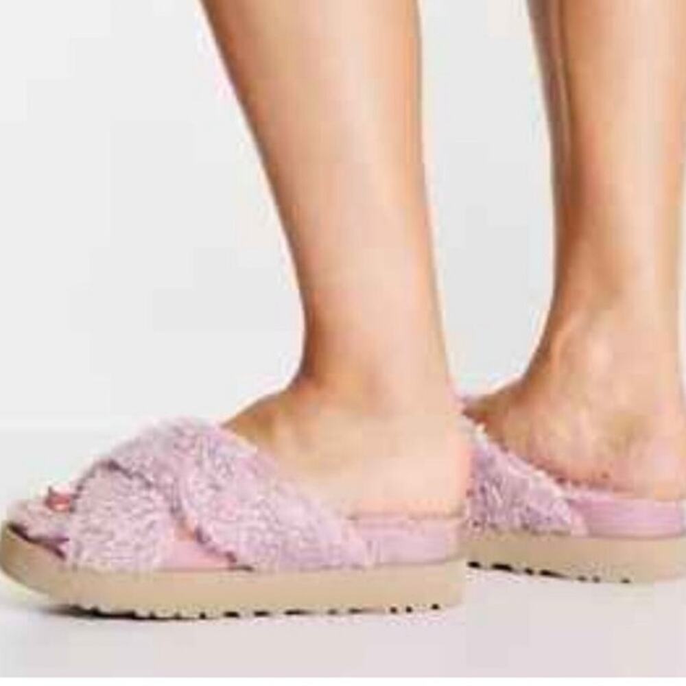 Ugg Fuzz Sugar Cross Strap Slide Platform Sandals… - image 6